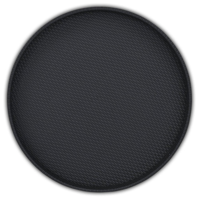 15" Black Faux Wicker Round Serving Tray