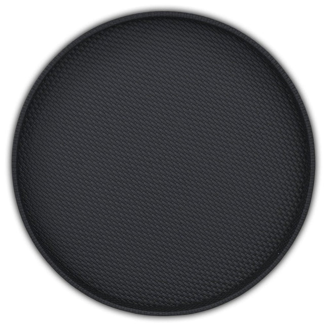 15" Black Faux Wicker Round Serving Tray HomeRoots
