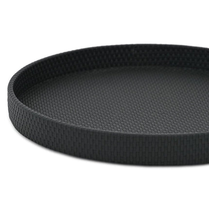 15" Black Faux Wicker Round Serving Tray HomeRoots