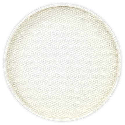 15" White Faux Wicker Round Serving Tray HomeRoots