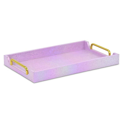 16" Pink Faux Shagreen Serving Tray With Handles HomeRoots