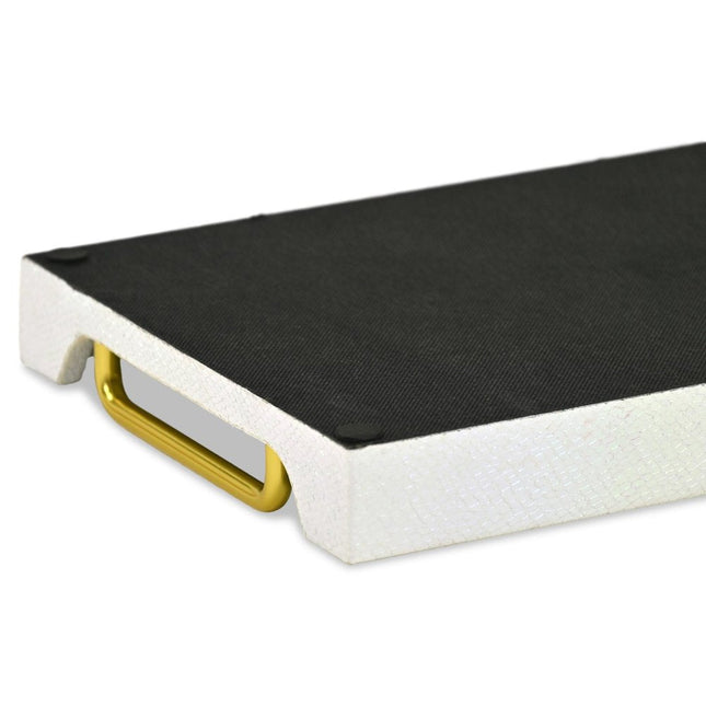 16" White Faux Shagreen Serving Tray With Handles HomeRoots