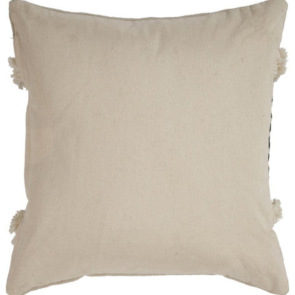 Set of Two 18" Black And Natural Abstract Cotton Throw Pillows with Tufts HomeRoots
