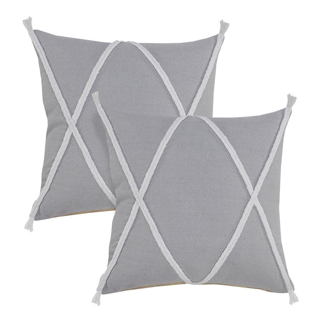 Set of Two 20" Gray And Light Gray Diamond Cotton Throw Pillows HomeRoots