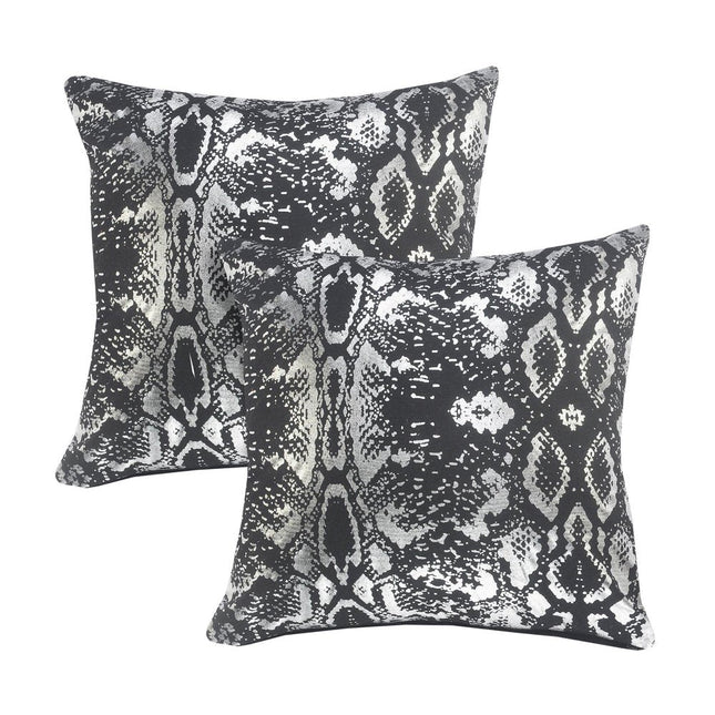 Set of Two 20" Black And Silver Cotton Throw Pillows HomeRoots