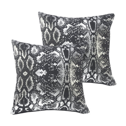 Set of Two 20" Black And Silver Cotton Throw Pillows HomeRoots