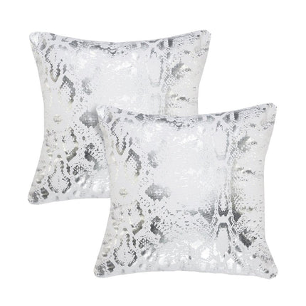 Set of Two 20" White And Silver Cotton Throw Pillows HomeRoots