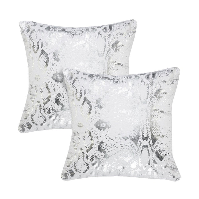 Set of Two 20" White And Silver Cotton Throw Pillows HomeRoots
