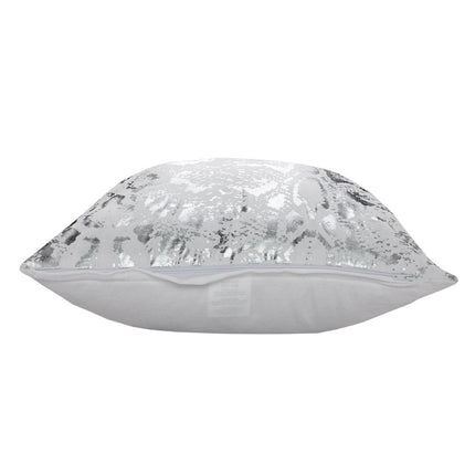 Set of Two 20" White And Silver Cotton Throw Pillows HomeRoots