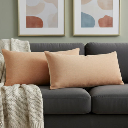 Set of Two 14" X 36" Brown Lumbar Cotton Throw Pillows HomeRoots
