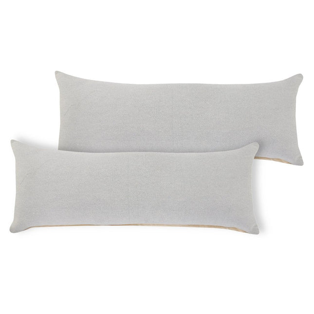 Set of Two 14" X 36" Gray Lumbar Cotton Throw Pillows HomeRoots