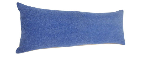 Set of Two 14" X 36" Blue Lumbar Cotton Throw Pillows