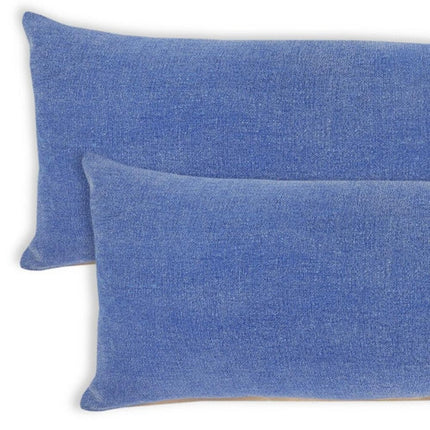Set of Two 14" X 36" Blue Lumbar Cotton Throw Pillows HomeRoots