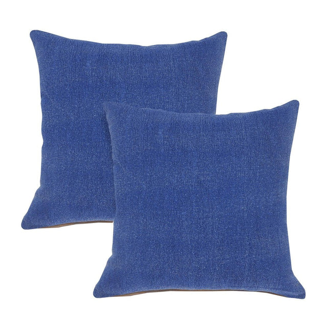 Set of Two 20" Blue Cotton Throw Pillows HomeRoots