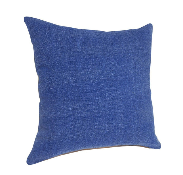 Set of Two 20" Blue Cotton Throw Pillows HomeRoots