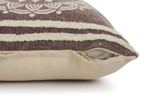 Set of Two 20" Brown And White Medallion Cotton Throw Pillows with Texture HomeRoots