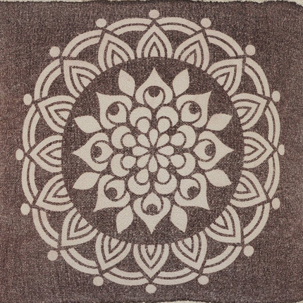Set of Two 20" Brown And White Medallion Cotton Throw Pillows with Texture HomeRoots
