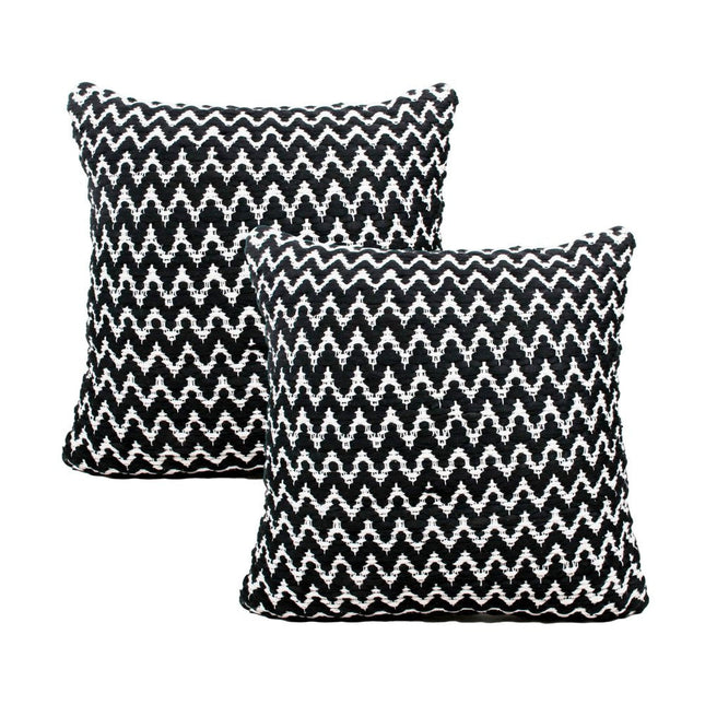 Set of Two 20" Black And White Geometric Polyester Blend Throw Pillows HomeRoots