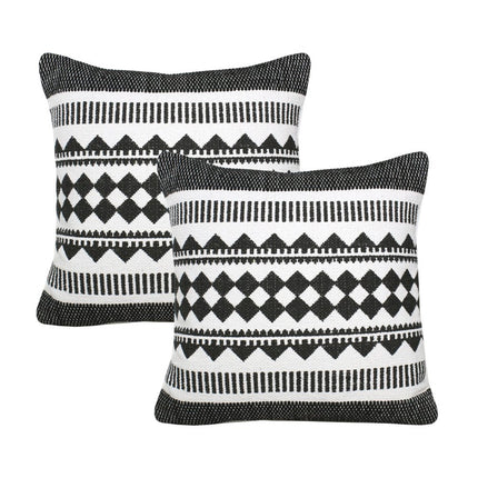Set of Two 20" Black And White Geometric Cotton Blend Throw Pillows HomeRoots