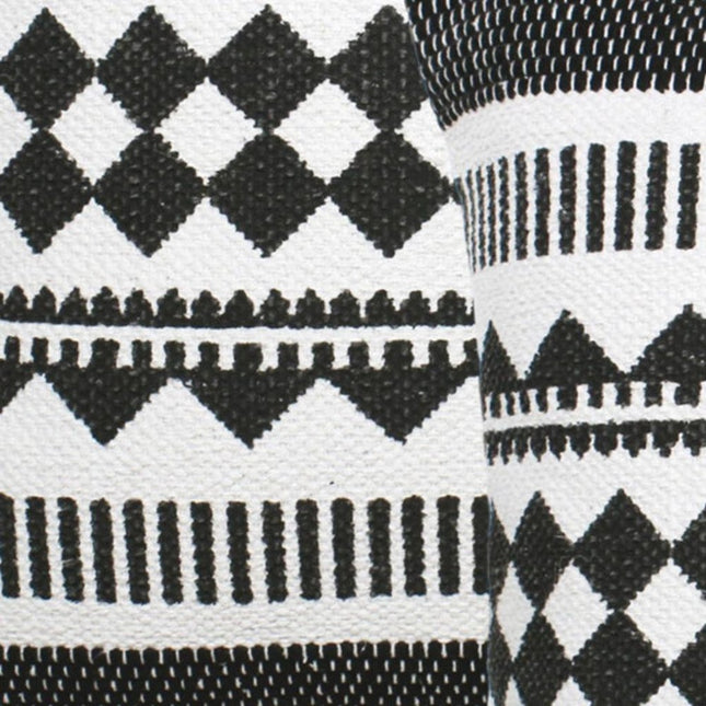 Set of Two 20" Black And White Geometric Cotton Blend Throw Pillows HomeRoots