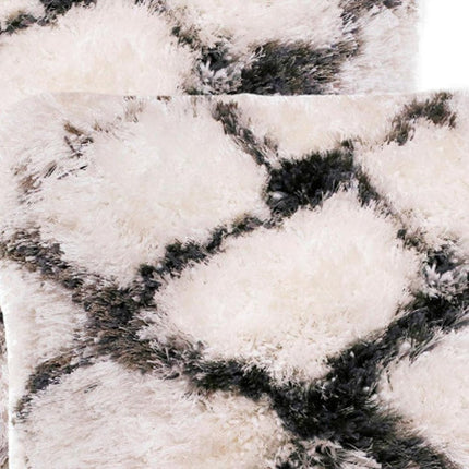 Set of Two 20" White And Black Diamond Throw Pillows HomeRoots