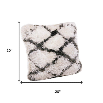 Set of Two 20" White And Black Diamond Throw Pillows HomeRoots