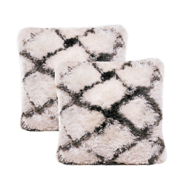 Set of Two 20" White And Black Diamond Throw Pillows HomeRoots