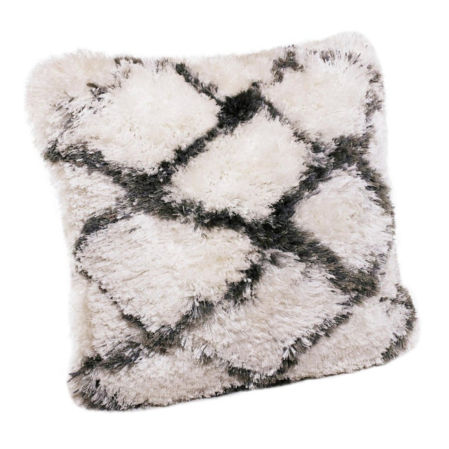 Set of Two 20" White And Black Diamond Throw Pillows
