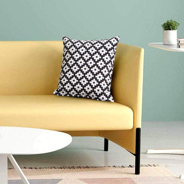 Set of Two 20" Black And White Geometric Cotton Blend Throw Pillows HomeRoots