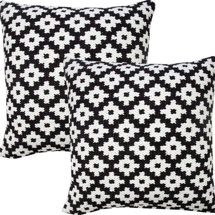 Set of Two 20" Black And White Geometric Cotton Blend Throw Pillows HomeRoots