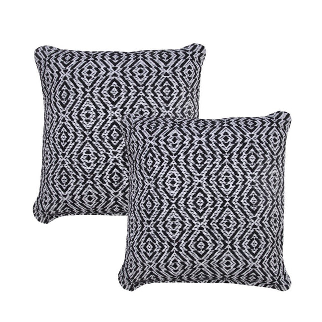 Set of Two 20" Black And White Geometric Cotton Throw Pillows HomeRoots