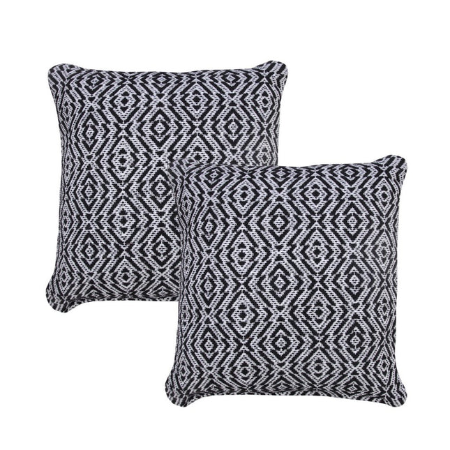 Set of Two 20" Black And White Geometric Cotton Throw Pillows
