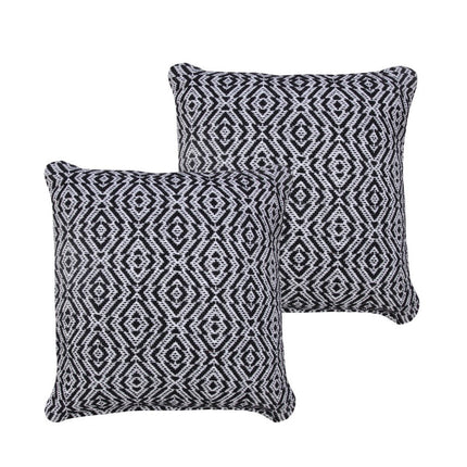 Set of Two 20" Black And White Geometric Cotton Throw Pillows HomeRoots
