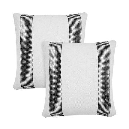 Set of Two 20" White And Black Striped Cotton Throw Pillows HomeRoots