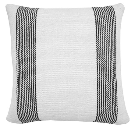 Set of Two 20" White And Black Striped Cotton Throw Pillows HomeRoots