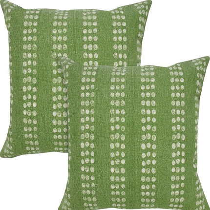 Set of Two 20" Green And White Polka Dot Cotton Throw Pillows HomeRoots