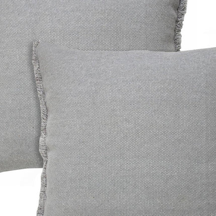 Set of Two 20" Gray Cotton Throw Pillows with Fringe HomeRoots