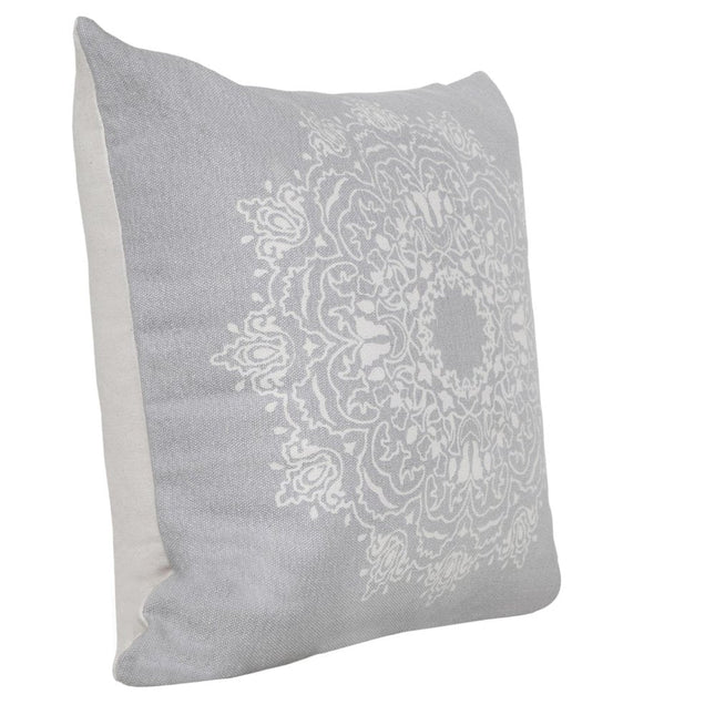 Set of Two 20" Gray And Off White Medallion Cotton Throw Pillows HomeRoots
