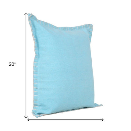 Set of Two 20" Blue Cotton Throw Pillows HomeRoots