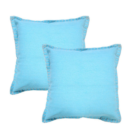 Set of Two 20" Blue Cotton Throw Pillows HomeRoots