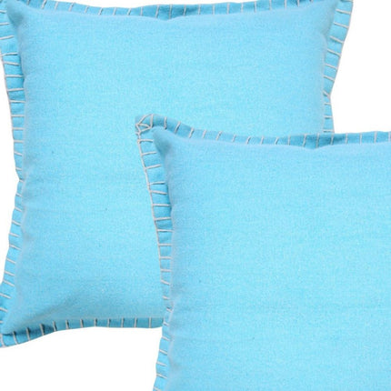 Set of Two 20" Blue Cotton Throw Pillows HomeRoots