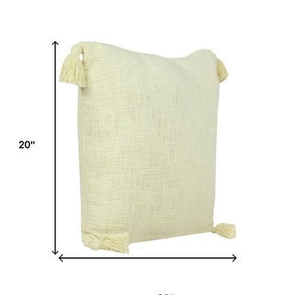 Set of Two 20" Yellow Cotton Throw Pillows with Tassels HomeRoots