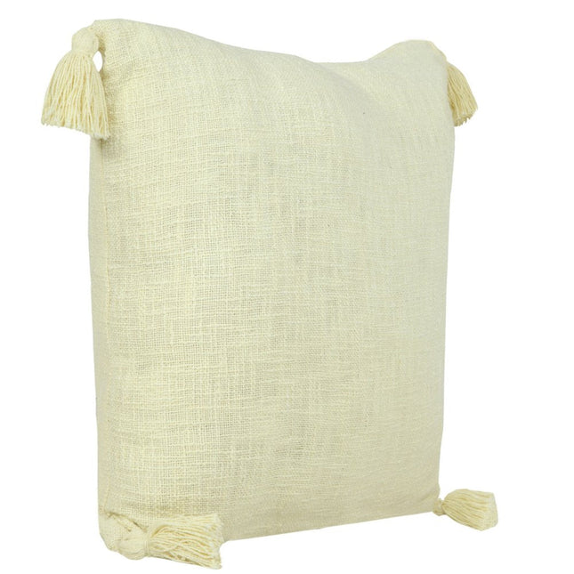 Set of Two 20" Yellow Cotton Throw Pillows with Tassels HomeRoots