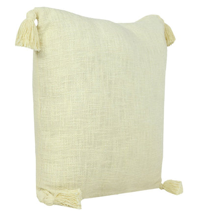 Set of Two 20" Yellow Cotton Throw Pillows with Tassels HomeRoots