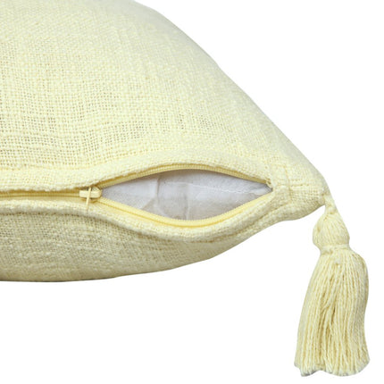 Set of Two 20" Yellow Cotton Throw Pillows with Tassels HomeRoots