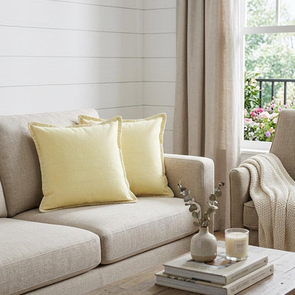 Set of Two 20" Yellow Cotton Throw Pillows HomeRoots