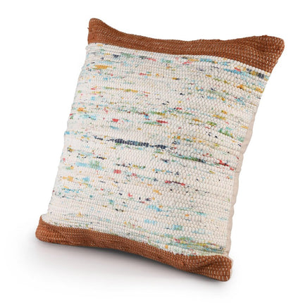 Set of Two 20" Brown And Ivory Color Block Cotton Throw Pillows