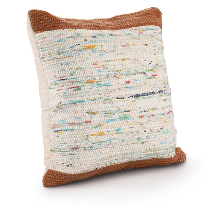 Set of Two 20" Brown And Ivory Color Block Cotton Throw Pillows HomeRoots