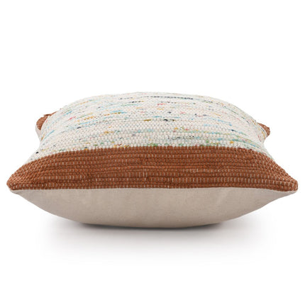Set of Two 20" Brown And Ivory Color Block Cotton Throw Pillows HomeRoots