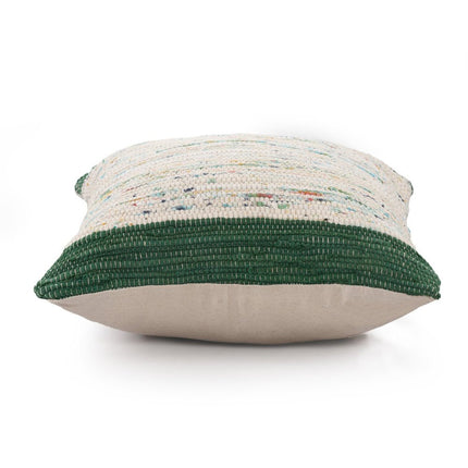 Set of Two 20" Forest Green And Ivory Color Block Cotton Throw Pillows HomeRoots